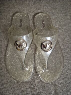 Michael Kors Glitter Jelly Thong Sandals - Gold/Silver